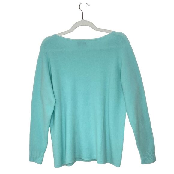 Bianco & Blu Alpaca Wool Blend Wide Yoke Ice Blue Sweater M #DD - Picture 2 of 8